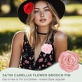 thumbnail image 4 of Pin de broche de camelia de satén, clips de flores para el cabello, horquilla floral para mujeres en bodas, rosa empolvado, 4 of 7