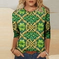 thumbnail image 1 of Mceream T-Shirt de la Saint-Patrick pour Femmes Drôle Manches 3/4 Hauts Mignons Décontractés Col Rond T-Shirts Graphiques Trèfle Imprimé Floral 2026 Hauts Chemisiers Grande Taille Vert P, 1 of 5