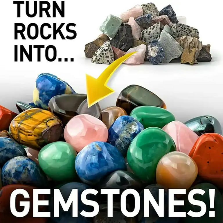 Rock Tumbler Kit, Professional Tumbling Stone Polisher with Button 7 Day  Polishing Timer, Rock Polisher with Rough Gemstones, 4 Polishing Grits
