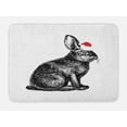 thumbnail image 1 of Bunny Bath Mat, Christmas Theme Rabbit Silhouette in Pencil Drawing Sketchy, Plush Bathroom Decor Mat with Non Slip Backing, 29.5" X 17.5", Vermilion Charcoal Grey, by Ambesonne, 1 of 2