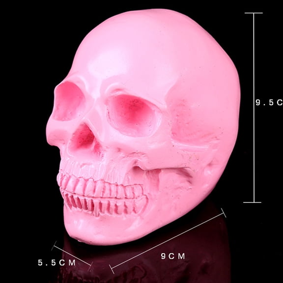 Pink Halloween Decor Glow in The Dark Skeleton 3.5 X 2 X 4 Inch Plastic Skull Spooky Halloween Decor for Haunted House Halloween Party 1 Pack