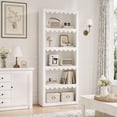 thumbnail image 4 of Fnova 5-Tier Open Bookcase, 70" Tall Bookshelf with Scalloped Edges, Modern Display Shelves Storage Organizer for Living Room, Home Office, White, 4 of 13