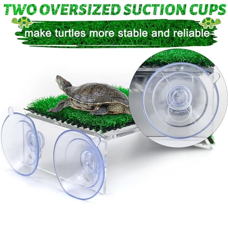 Small Turtle Basking Platform Simulation Grass Turtle Ramp, Turtle Resting Basking Dock Floating Décor for Aquatic Turttle Reptile Frog Terrapin