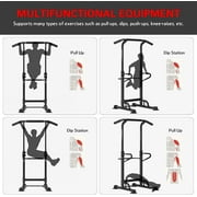 SOGES Power Tower Dip Station Pull Up Bar Multi-Function Strength Training Fitness Workout Station for Home Office Gym, Black, 330lbs
