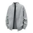 thumbnail image 5 of FYDUU Mens Full Zip Up Cardigan Sweater Men's Autumn Winter Sweater Coat Outdoor Casual Style Stand Collar Zip Cardigan Sweaters Commuting Sweaters, 5 of 9