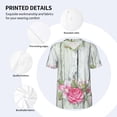 thumbnail image 4 of Balery Vintage Wood with Floral Baseball Jersey for Men Casual Button Down Shirts Short Sleeve Active Team Sports Uniform-Medium, 4 of 9