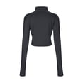 thumbnail image 5 of OSOLU Women Solid Color Personality Street High Neck Spring New Long Sleeve Tops T-Shirt Tee Leisure Women Tops Dressy Casual, 5 of 7