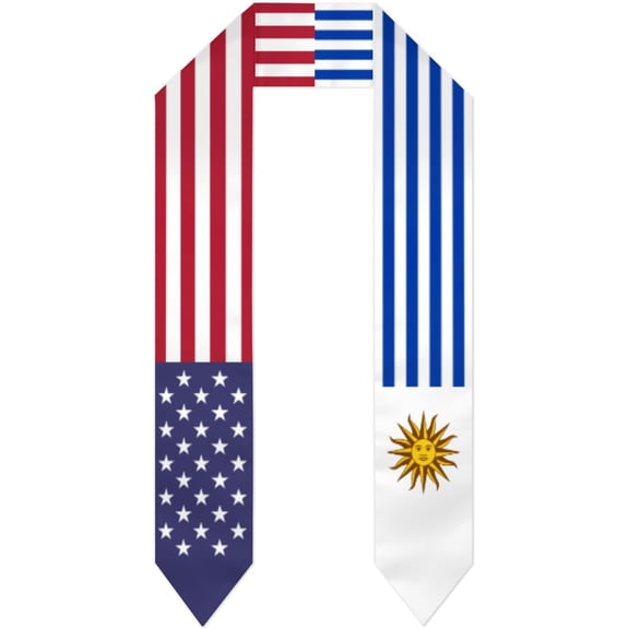 USA United States Mix Uruguay Flag Graduation Stole For International Student Stole Pride Cheers Shawls