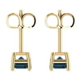 thumbnail image 4 of 14K Solid Gold Push Back Stud Earrings for Women | 2 cttw Emerald Cut Natural London Blue Topaz | Yellow Gold, 4 of 5