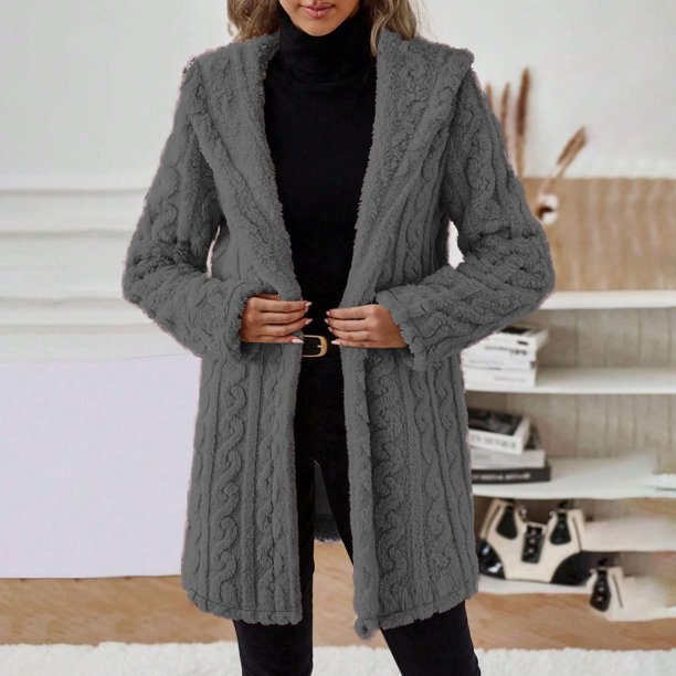 Chaquetas y prendas de vestir casuales con capucha de manga larga para mujer, de color liso, con cuello en V y manga larga, holgadas, informales, básicas, top de poliéster para mujer.