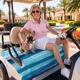 thumbnail image 3 of Golf Cart Seat Covers for 2 Seater,Blue Ocean Microfiber Cart Seat Towel Blanket,Beach Blue Green Stripes Waves Watercolor Absorbent Breathable Non Slip Bench Seats Protector for Golf Course 51"x31", 3 of 9
