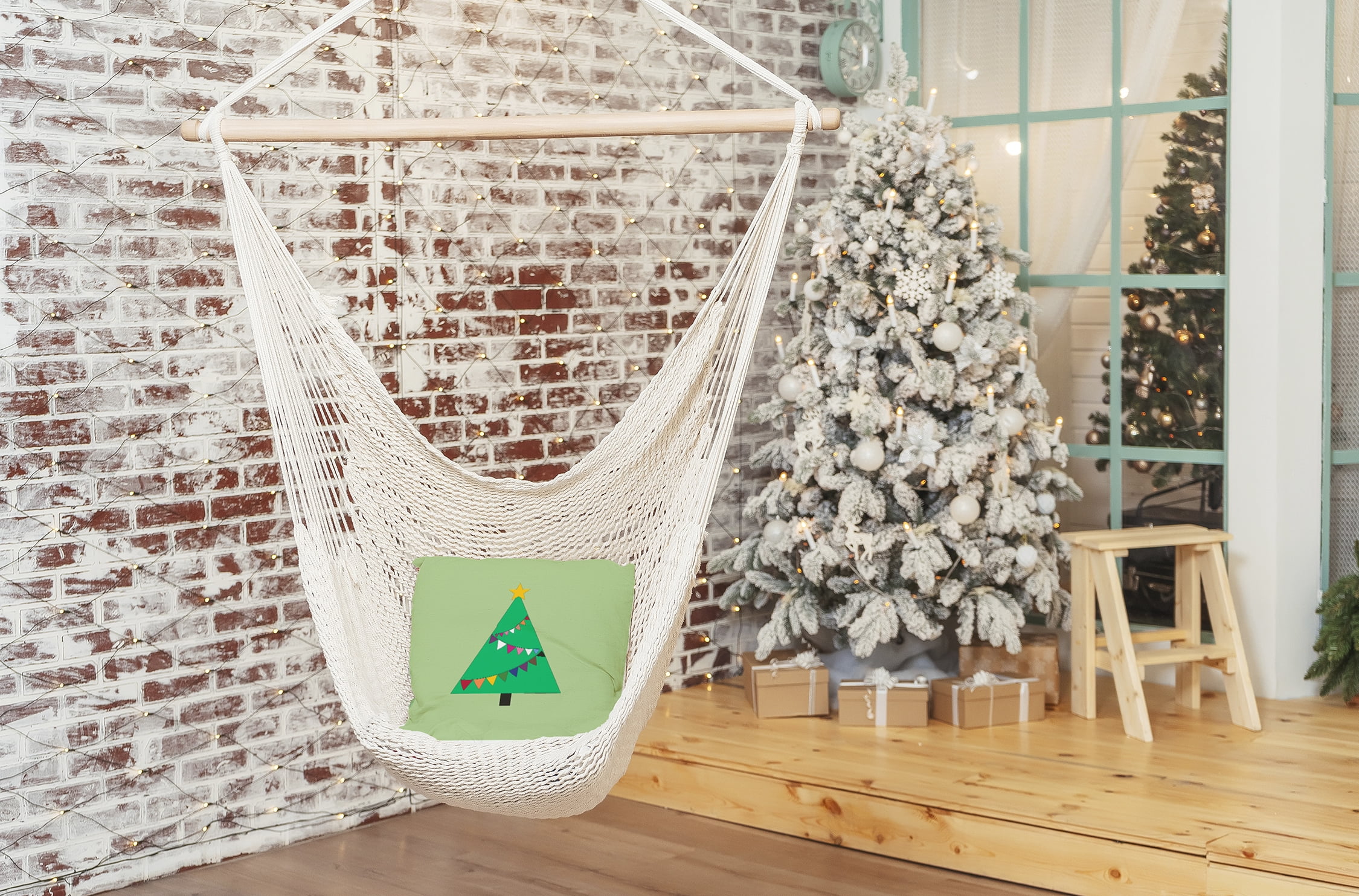 16" x 16" Simply Daisy Pride Garland Tree Polyester Accent Pillow, Light Green (1 Count)