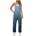 thumbnail image 2 of Sakmal Blue Jumpsuit Women Sleeveless Plus Size Workout Overalls Straight Leg Gradient Long V Neck Pants with Pockets, 2 of 7