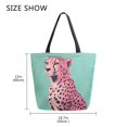 thumbnail image 5 of FORMRS Womens Canvas Tote Bag with Zipper Inner Pocket Shoulder Handbag, Big Pink Cheetah, 5 of 7