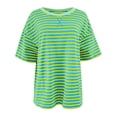 thumbnail image 5 of Afdoent Womens T Shirts Striped Color Block Oversized Short Sleeve T Shirt For Women Casual Summer Tee Top Tee Shirts For Women Trendy, 5 of 5