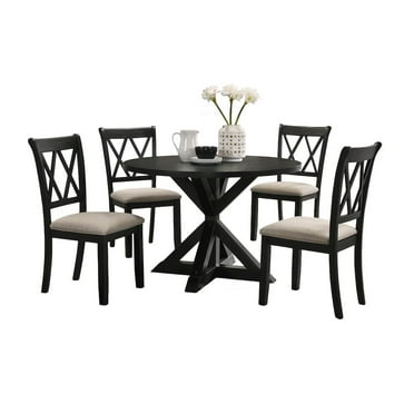 Roundhill Furniture Windvale Cross-Buck Wood 5-Pc Dining Set