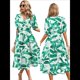 thumbnail image 2 of Vestido Floral con Escote en V para Mujer, Verano 2025, Moderno, Bohemio, Plisado, con Mangas Abullonadas. Verde L, 2 of 5
