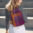 thumbnail image 7 of Balery Purple Yellow Buffalo Plaid Vintage Canvas Backpack for Men and Women - Large Capacity, Durable Travel Laptop Bag for School, Work, Hiking, and Outdoor Activities, 7 of 7