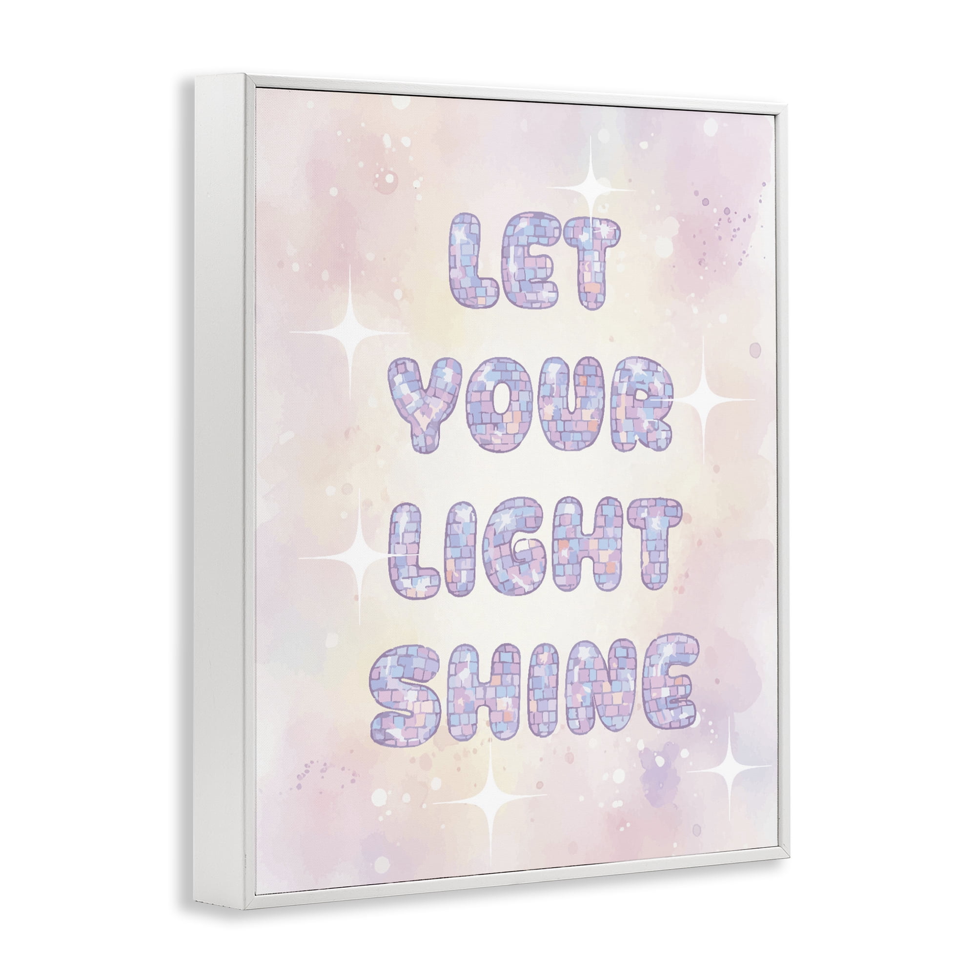 Stupell Industries Let Your Light Shine Pastels White Framed Giclee Art, design by Lil' Rue