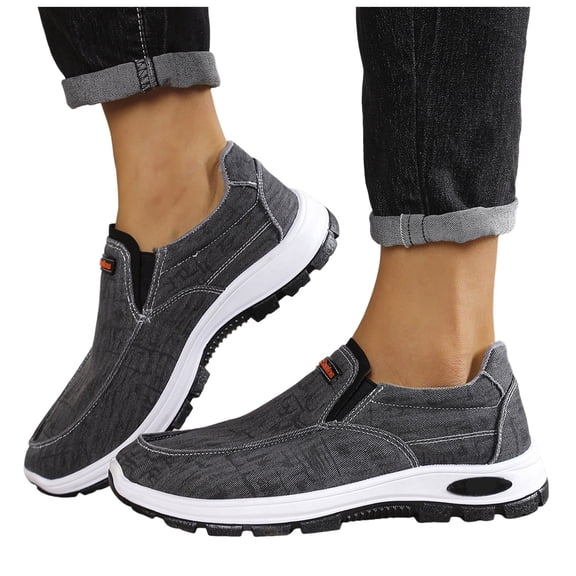 Mens Retro Denim Orthopedic Slip on Loafers Walking Shoes Autumn Casual Canvas Low Top Fashion Sneakers