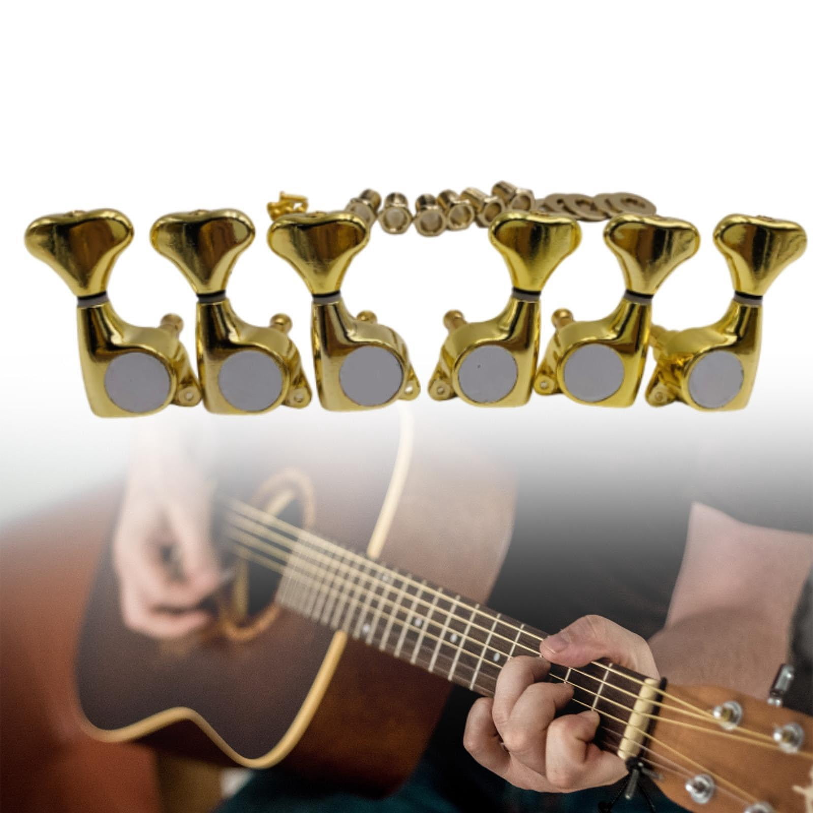 LeeQinersw 6 Pieces Guitar String Tuner Pegs Enclosed Tuner Head Replacement Wear Resistant