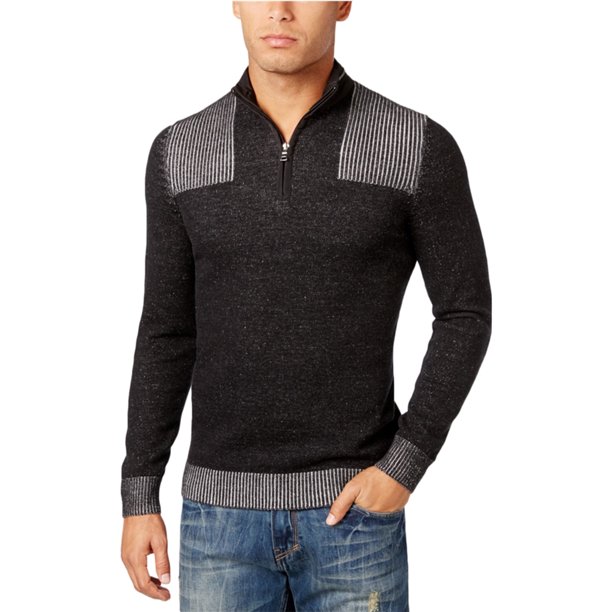 INC Mens Quarter Zip Pullover Sweater, Negro, Pequeño