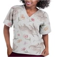 thumbnail image 2 of LSLJS Blouse de Travail à Manches Courtes pour Femmes, Imprimé Œuf de Pâques et Lapin, Col en V, avec Poches, 2 of 5