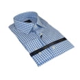 thumbnail image 4 of Men 100% Cotton Shirt Manschett Quesste Turkey Slim Fit 6012-02 Sky Blue Checker, 4 of 6
