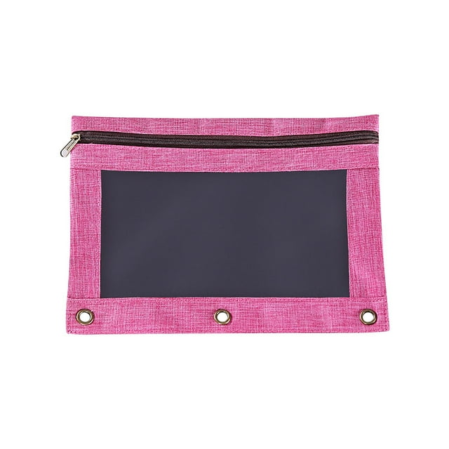 Dvkptbk Pencil Pouch for 3 Ring Binder, Binder Pencil Case with Smooth Zipper, Clear Window Pencil Case for Binder, Big Capacity 3 Ring Binder Pencil Bag, Hot Pink