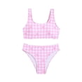 thumbnail image 2 of REDARER Girls Two Piece Gingham Bikini Swimsuit with Bow Print Sleeveless UPF 50+ Swimwear,7-8 Years, 2 of 6