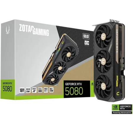 ZOTAC GAMING RTX 5080 SOLID OC 256-Bit 16GB GDDR7 PCI Express 5.0 GPU