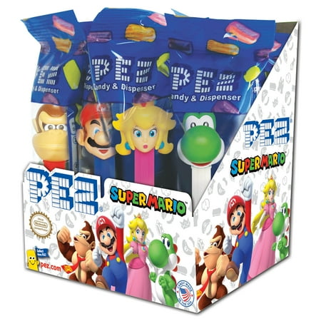 PEZ Candy Nintendo Assortment, candy dispenser plus 2 rolls of assorted fruit candy, box of