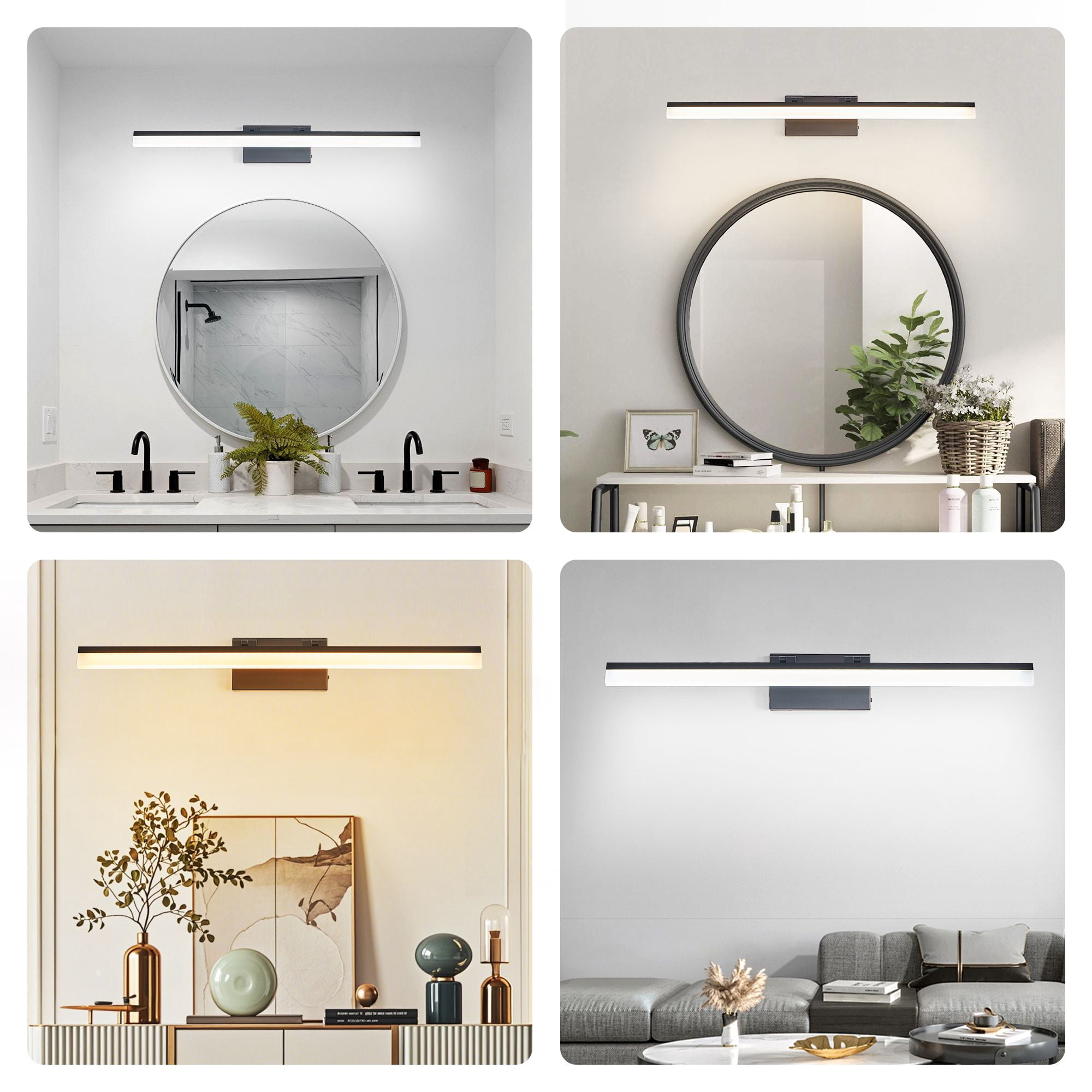 32-inch Modern LED Bathroom Vanity Light, Sleek Black Metal Wall Mount Fixture with 5-Color Temperature Options, Hardwired Mirror Light for Bathroom, Dressing Room & Sink Area