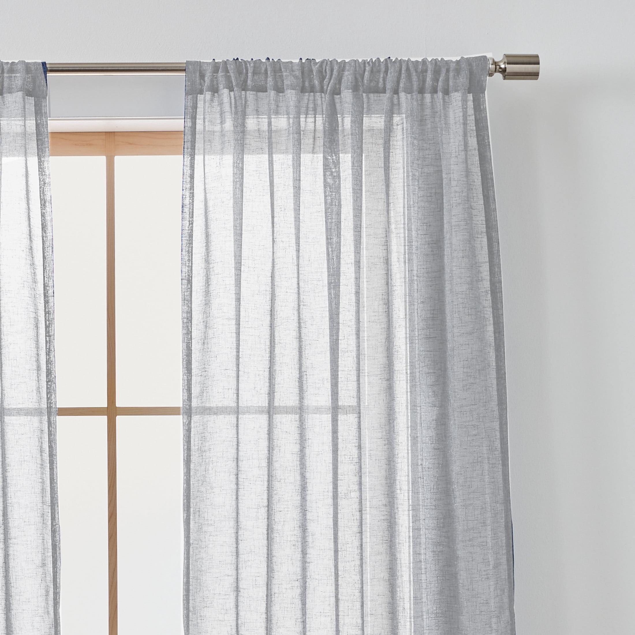 Better Homes & Gardens Specialty Stitch Single Curtain Panel, Soft Silver, 50" W x 108" L