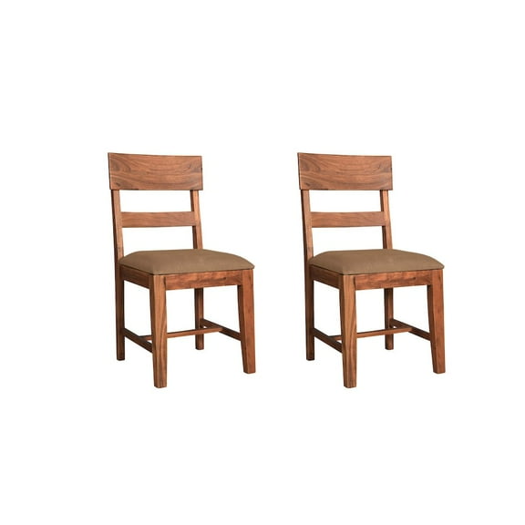 Taran Designs Harper Upholstered Solid Wood Dining Chairs (Set of 2) in Brown