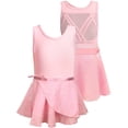 thumbnail image 3 of WIBACKER 3-10Y Kid Girls Sparkly Dance Leotard with Skirt Hi-Low Shiny Ballet Dance Dresses Gymnastics Suit, 3 of 11