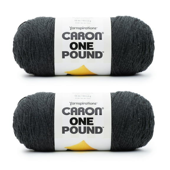 Caron One Pound Dark Gray Mix Yarn - 2 Pack of 454g/16oz - Acrylic - 4 Medium (Worsted) - 812 Yards - Knitting/Crochet