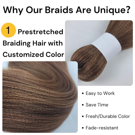 WEIF-Dark Blonde Brown Braiding Hair Pre stretched Synthetic Hypoallergenic ez braid Pre stretched Braiding Hair Extensions for Knotless Braids