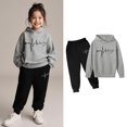 thumbnail image 3 of Kids Boys Girls Active Sweatsuit,2PC Long Sleeve Silver Hoodie Sweatshirt and Active Jogger Pants Warm Fall Winter Clothes Teen Girl Trendy Clothes 5-6 Years Cute&nbsp;Boys Girls&nbsp;Clothing, 3 of 6
