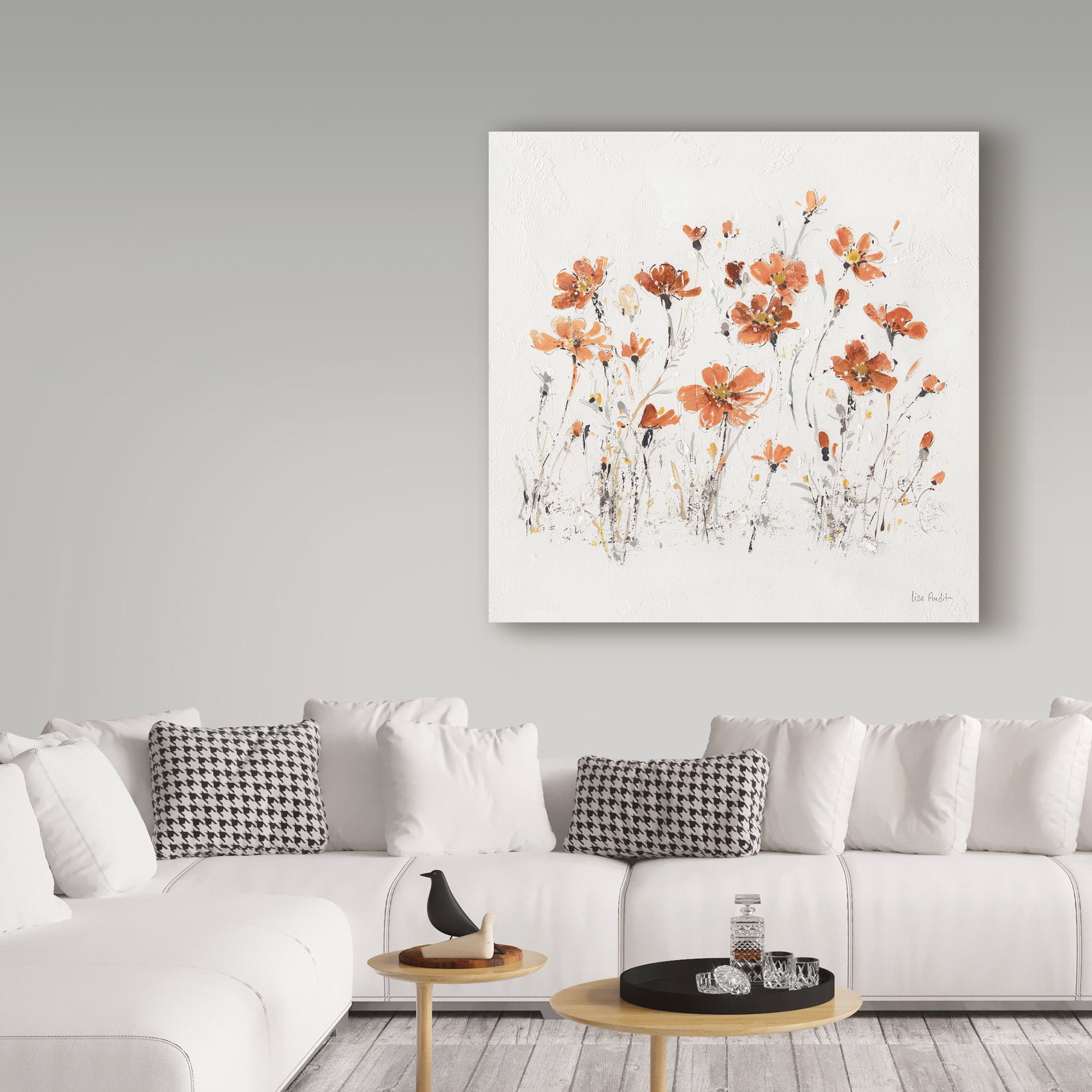 Trademark Fine Art 'Wildflowers III Orange on White' Canvas Art by Lisa Audit