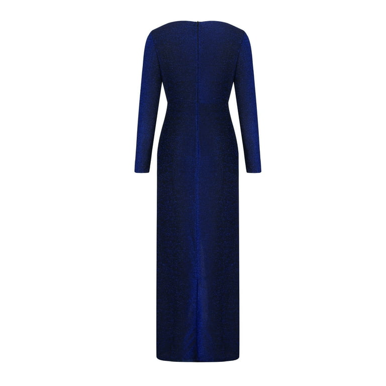 TIANEK Bridal Shower Dress for Women,Fashion Prom Gown Sundress,Summer  Floral V-Neck Exquisite Blue T Shirt Dress Long Sleeve Maxi Dress -  Walmart.com