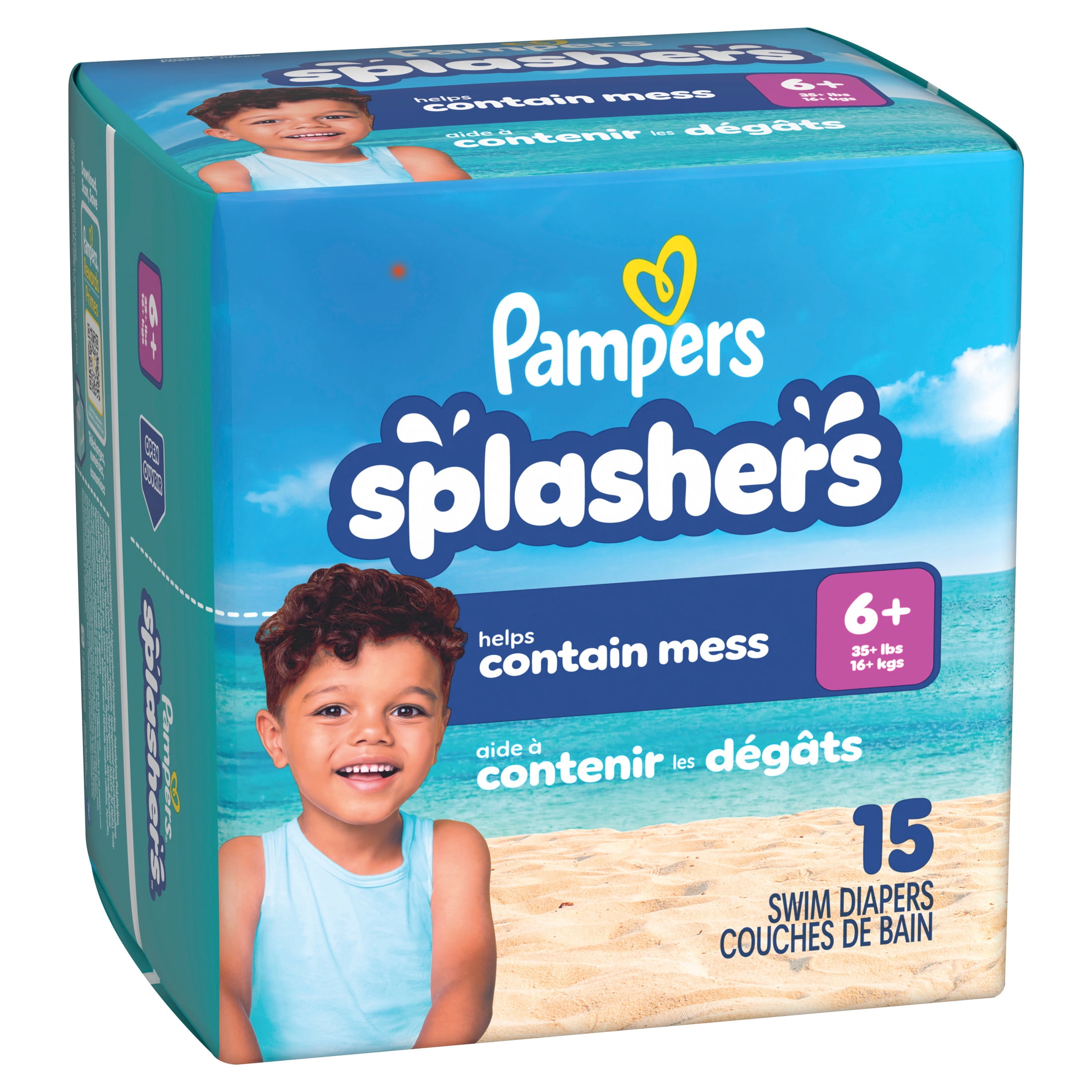 Pampers Splashers Swim Diapers, Size 6+, 15 Count (35+ lbs)