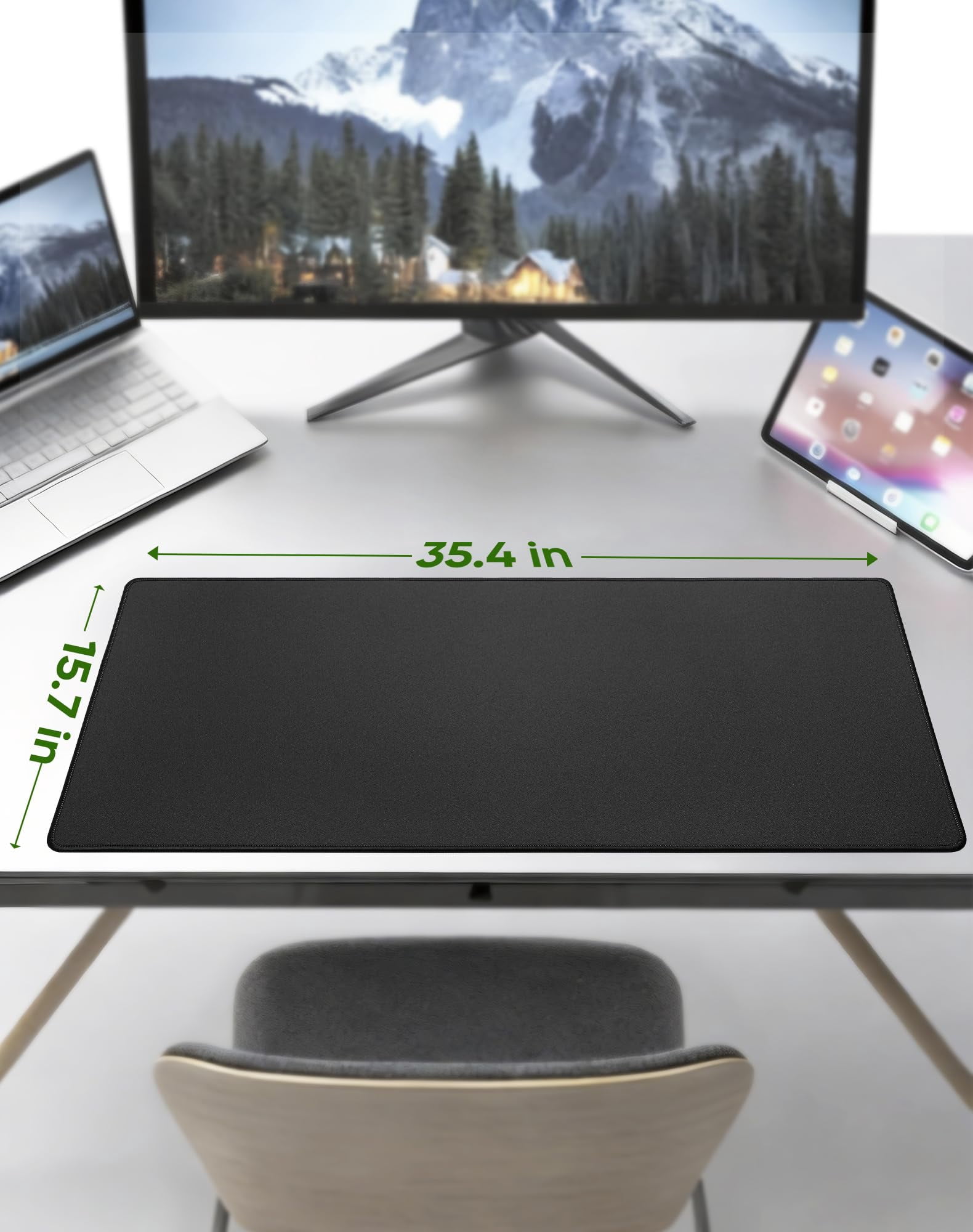 Large Gaming Mouse Pad With Non-slip Rubber Base Stitched Edge Desk Mat For Laptop Computer & Pc  Wristing Gamer Office Home Classic Black Xxl 15.74''x35.43''x0.12''