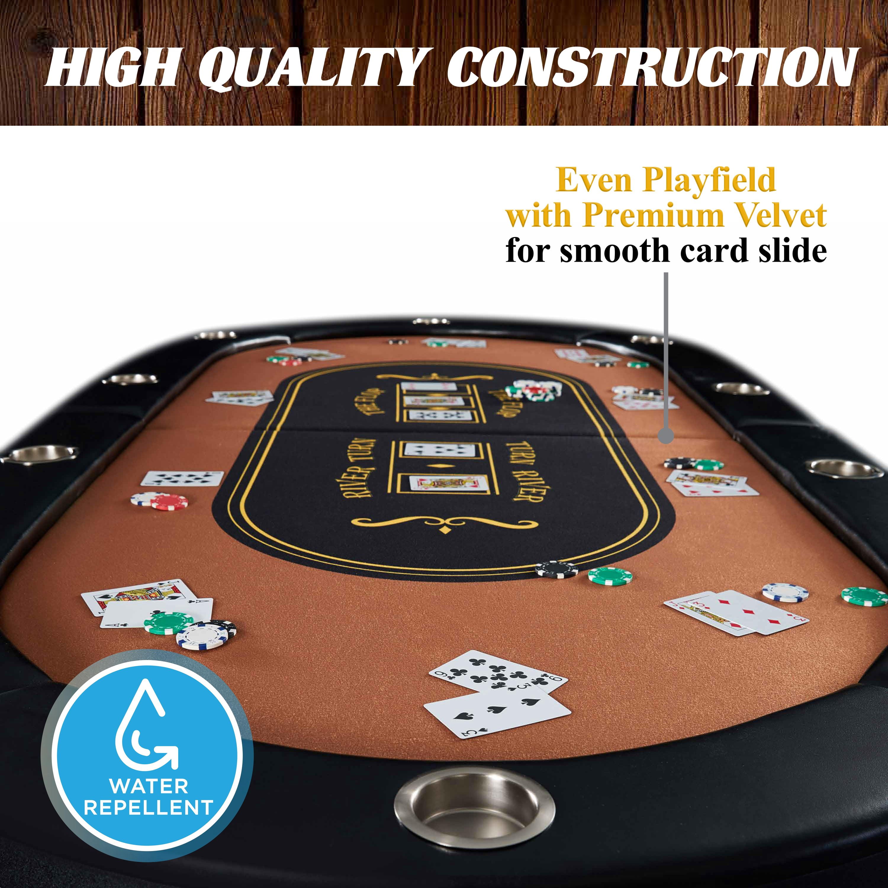 Barrington Foldable 10-Player Poker Table Home Game Tournament Casino Quality 