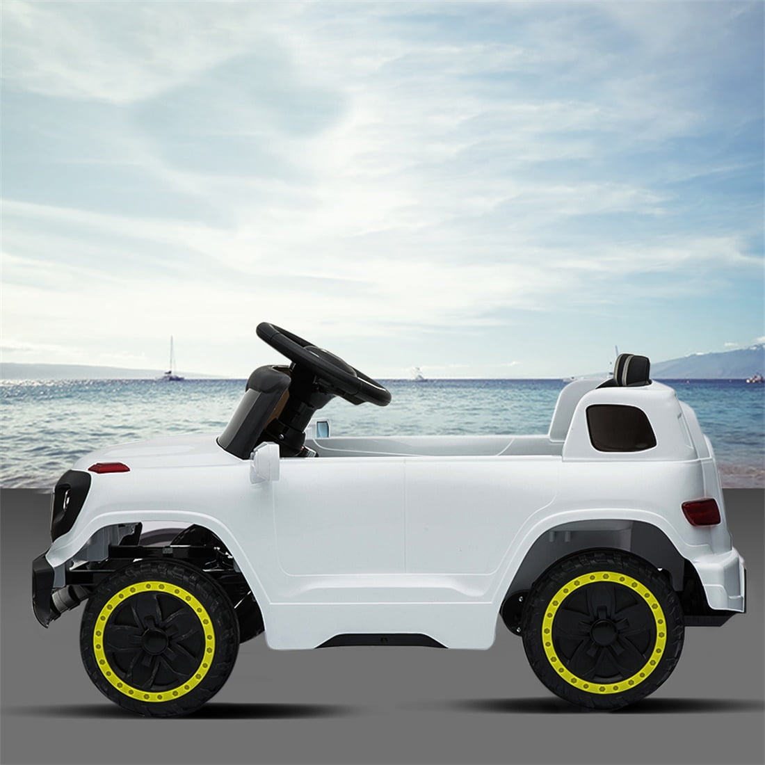 CIPACHO Kids 6V Ride On Truck w/ Parent Remote Control, Children's Battery-Powered Vehicles with 3 Speeds, LED Lights, White