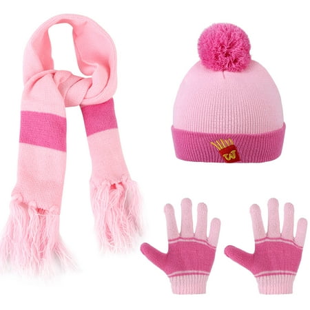 Kids Winter Hat-Allcaca 3 Pieces/set Baby Girls Boys Winter Hat Set Scarf Kids Knitted Hat Scarf Gloves for Kids