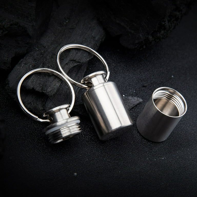 Tiny Titanium Keychain Pill Holder Case Waterproof Fob Travel Pocket Organizer, Size: 2