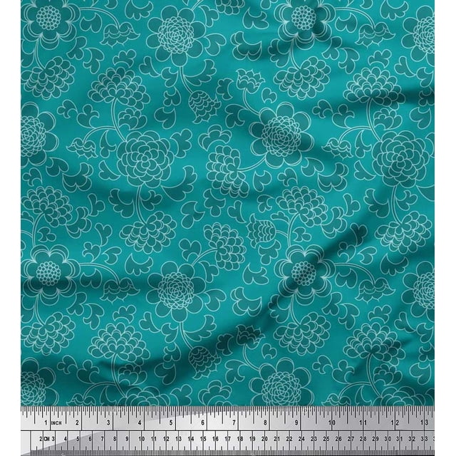 Soimoi polyester Crepe Fabric Flower Artistic Decor Fabric Printed Yard 42 Inch Wide