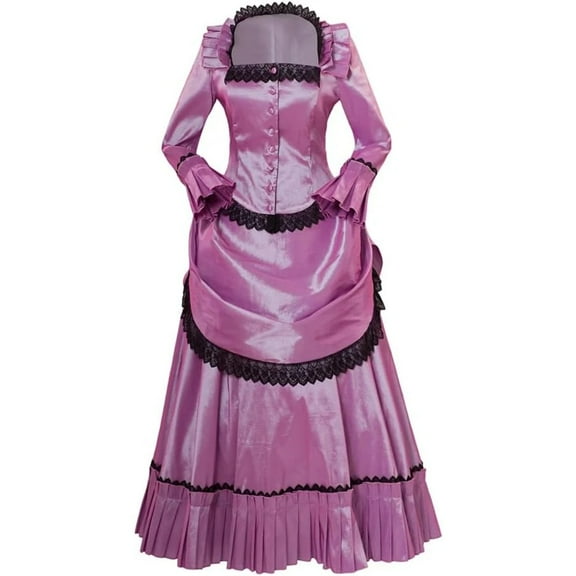 Women's Purple Steampunk Victorian Gothic Bustle Dress Gown Costume Edwardian Dress