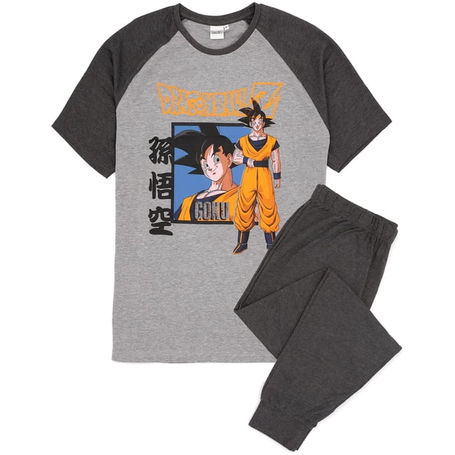 Dragon Ball Z - Set de Pijama Largo de Goku para Hombre (Gris, Negro)